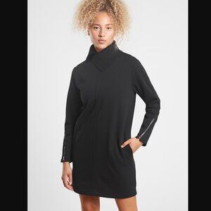ATHLETA Cozy Karma Mock Neck Vela Short Dress | XS | Black Atheisure Travel EUC